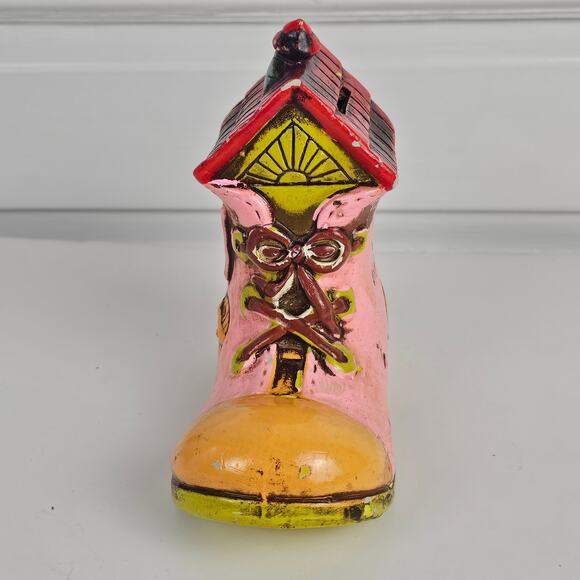 VTG RARE 1969 R. Dakin & Co Shoe House bank Japan pink orange red lime - Picture 2 of 11